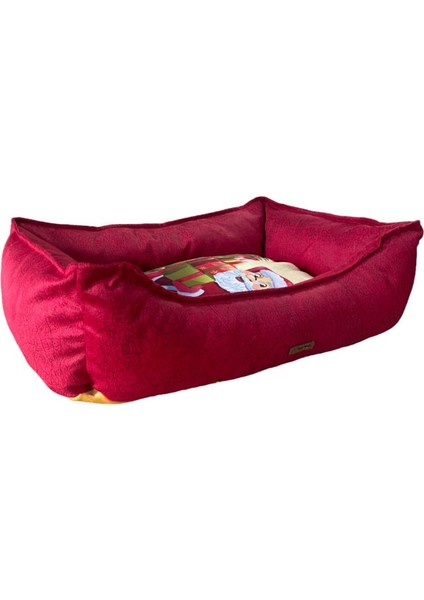Luxury Lotus Kırmızı 01 Kedi Köpek Yatağı 1 Adet