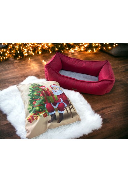 Luxury Lotus Kırmızı 01 Kedi Köpek Yatağı 1 Adet
