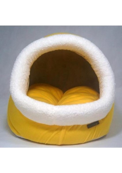 Luxury Kedi Evi Kedi Yatağı Kedi Mağarası Sarı Alaska Polar Yıkanabilir 1 Adet
