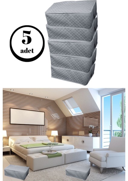 5 Adet Mega Elyaflı Yorgan Hurcu 100 x 50 x 50 cm Boyutlu Ekstra Dayanıklı Hurç