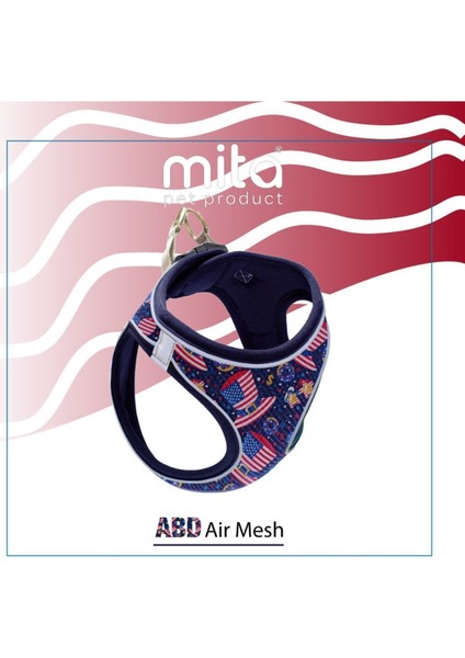 Luxury Mita Air Mesh Kedi Köpek Göğüs Tasması Çift Reflektörlü, Terletmeyen America / dizayn L 1 Adet