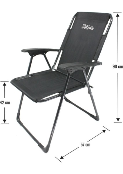 Siyah Katlanır Kollu Kamp Sandalyesi - (2 Adet) fiyatları