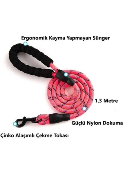 Luxury Köpekler Için Gezdirme Tasması Reflektörlü 130 cm Halat Orta ve Büyük Boy Köpekler Için 1 Adet