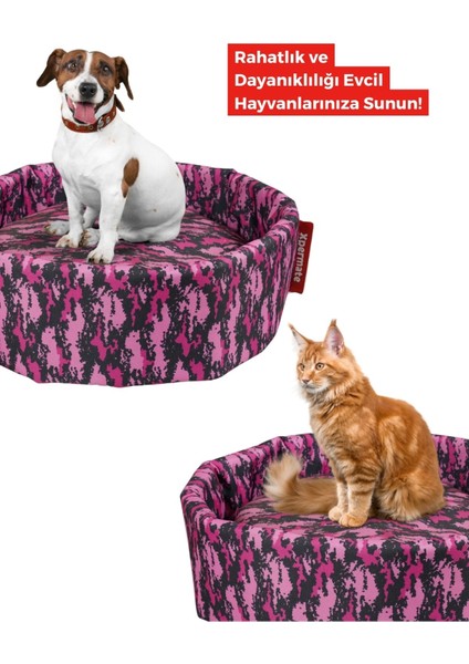 Luxury Köpek Yuvası Küçük Irk Köpek Yatağı ve Kedi Yatağı Büyük Kamuflaj Sungersımıt 1 Adet