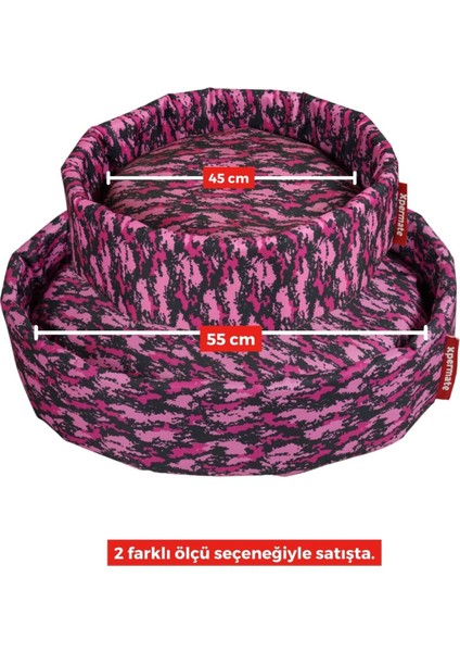 Luxury Köpek Yuvası Küçük Irk Köpek Yatağı ve Kedi Yatağı Büyük Kamuflaj Sungersımıt 1 Adet