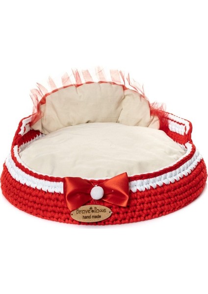 Luxury El Yapımı Örgü Kedi ve Küçük Irk Köpek Yatağı Handmade Özel Tasarım 40*40CM 1 Adet
