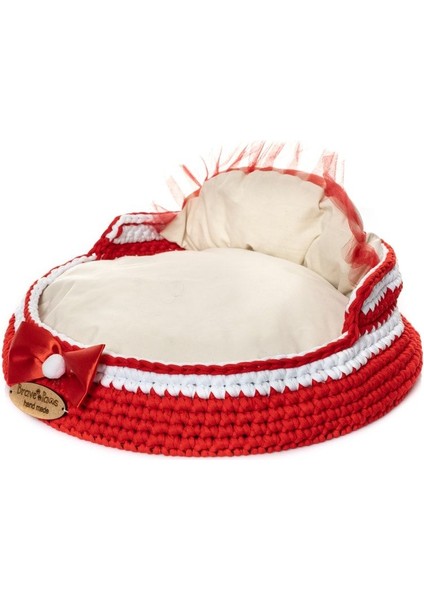Luxury El Yapımı Örgü Kedi ve Küçük Irk Köpek Yatağı Handmade Özel Tasarım 40*40CM 1 Adet