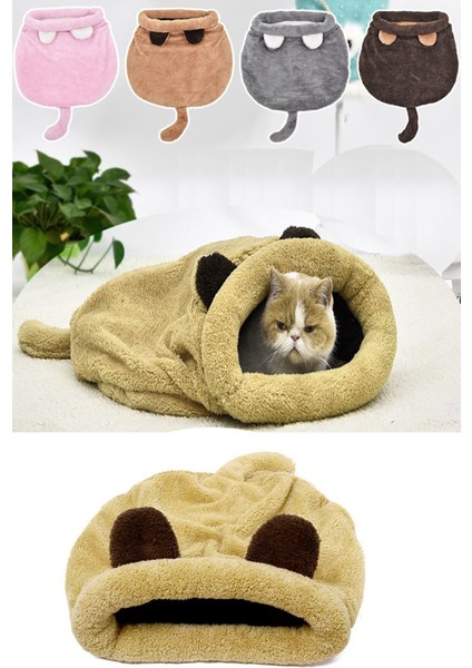 Luxury Bobi Kedi Yatağı Peluş Uyku Kesesi Evcil Hayvan Fonksiyonel Kedi Tüneli Uyku Tulumu Yatak Kulübesi 1 Adet