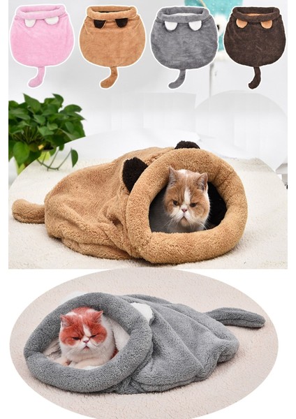 Luxury Bobi Kedi Yatağı Peluş Uyku Kesesi Evcil Hayvan Fonksiyonel Kedi Tüneli Uyku Tulumu Yatak Kulübesi 1 Adet