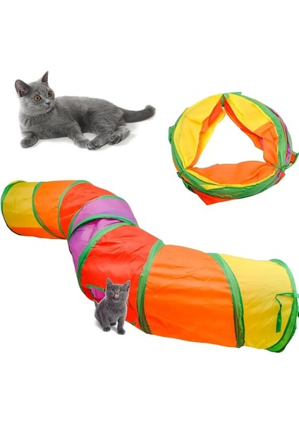 Luxury Kıvrımlı 125CM Kedi Tüneli Katlanır Gökkuşağı Köpek Oyun Tüneli Evcil Hayvan Oyun Tüneli Petshop 1 Adet