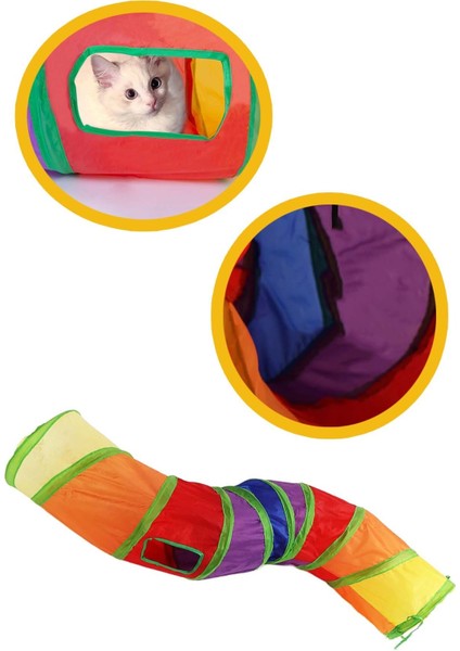 Luxury Kıvrımlı 125CM Kedi Tüneli Katlanır Gökkuşağı Köpek Oyun Tüneli Evcil Hayvan Oyun Tüneli Petshop 1 Adet fırsatları