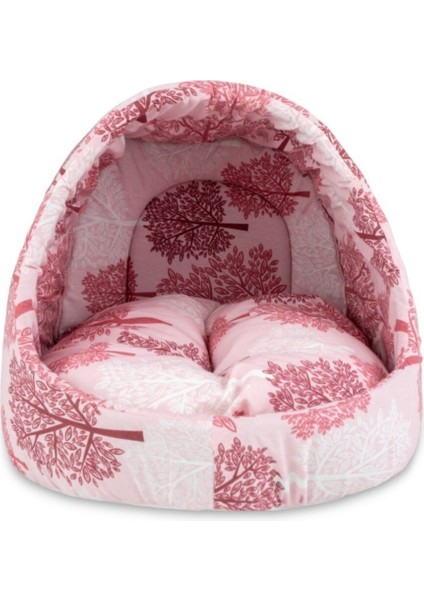 Luxury Pembe Agaç Desenli Kedi Mağara Ev Yuvası 1 Adet