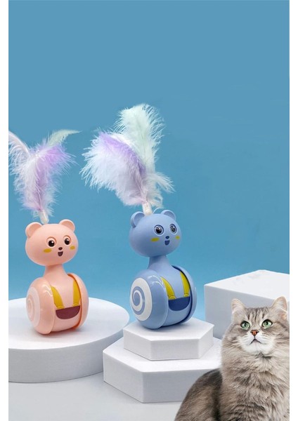 Luxury Evcil Pet Oyun Arkadaşı Devrilmez Yatmaz Tekerlekli Kedi Oyuncağı Kedi Renkli Ilgi Çekici Kedi Topu 1 Adet