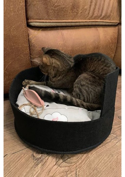 Luxury Mia Kedi Yatağı Evcil Hayvan Kedi Minderi Kedi Yuvası Evi Kulübesi Siyah 1 Adet fırsatları