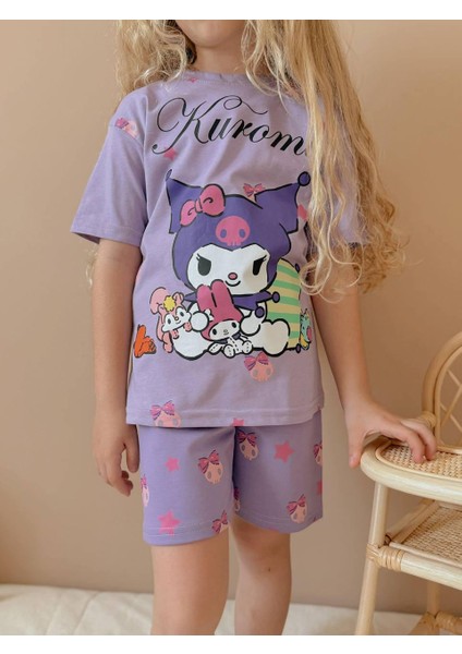 Kuromi Baskılı Şortlu Kız Çocuk Takım