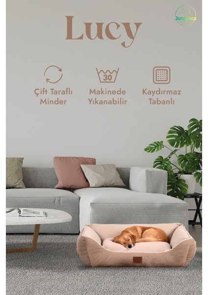 Luxury Lucy Kahve & Bej Yüksek Kaliteli Köpek Yatağı 1 Adet