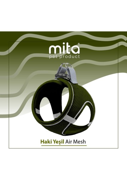 Luxury Mita Air Mesh Kedi Köpek Göğüs Tasması Çift Reflektörlü, Terletmeyen Haki / khaki 3xs 1 Adet