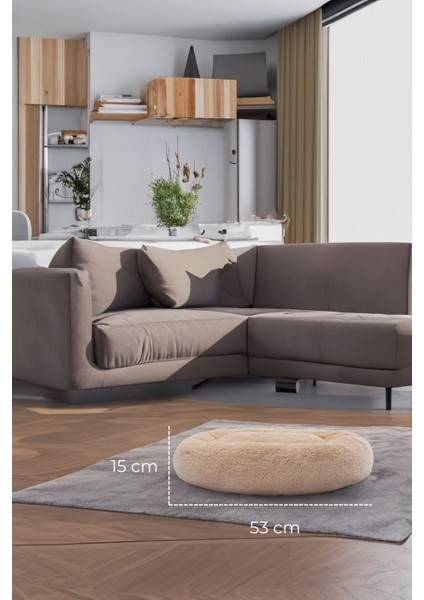 Luxury Peluş Kedi ve Köpek Yatağı Krem Renkte, Pugalo Ekonomik Kedi Yatağı 1 Adet