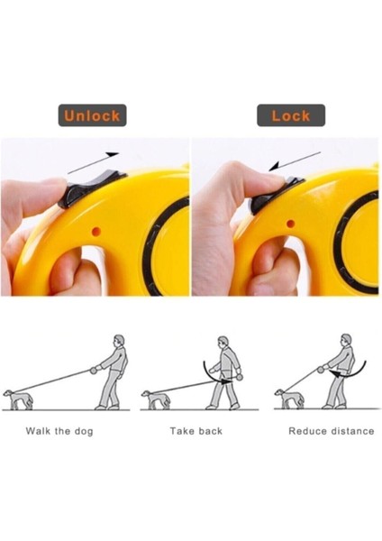 Luxury Makaralı Otomatik 3 Metre Geri Çekilebilen Kedi Köpek Tasması Makaralı 3 Metre 1 Adet