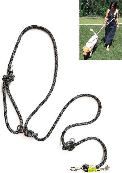 Luxury Siyah Beyaz Köpek Hands Free Koşu ve Yürüyüş Gezdirme Tasması 1 Adet
