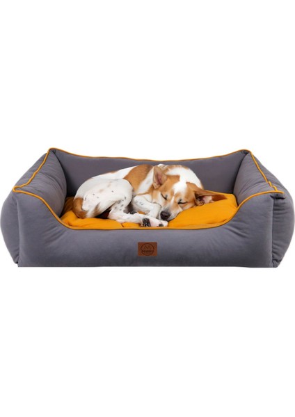 Luxury Lucy Gri & Hardal Yüksek Kaliteli Köpek Yatağı 1 Adet