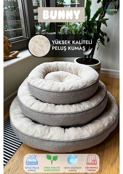 Luxury Bunny, Donut Şeklinde, Azaltıcı, Yüksek Kaliteli Peluş Kumaşlı, Yıkanabilir Kedi-Köpek Yatağı 1 Adet fiyatları