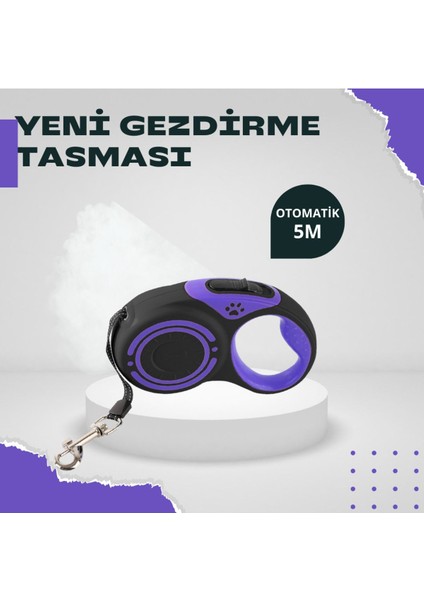 Luxury Makaralı Otomatik 5 Metre Geri Çekilebilen Kedi Köpek Gezdirme Tasması 1 Adet