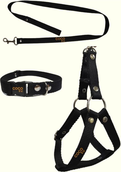 Luxury Köpek Göğüs Tasması Gezdirme Ipi Small Siyah Küçük Irklar Için 30-45 cm 1 Adet