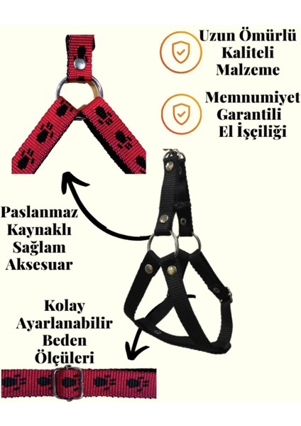 Luxury Köpek Göğüs Tasması Gezdirme Ipi Small Siyah Küçük Irklar Için 30-45 cm 1 Adet