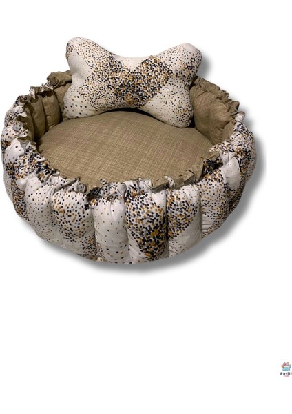Luxury Çift Taraflı Kedi & Köpek Yatağı + Kemik Yastık | Yumuşak, Yıkanabilir, Konforlu 1 Adet