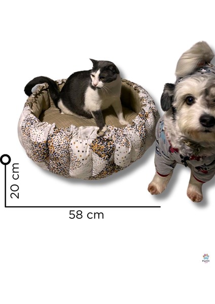 Luxury Çift Taraflı Kedi & Köpek Yatağı + Kemik Yastık | Yumuşak, Yıkanabilir, Konforlu 1 Adet