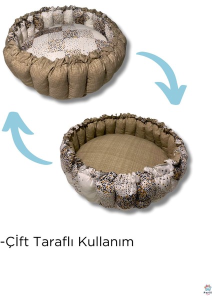 Luxury Çift Taraflı Kedi & Köpek Yatağı + Kemik Yastık | Yumuşak, Yıkanabilir, Konforlu 1 Adet