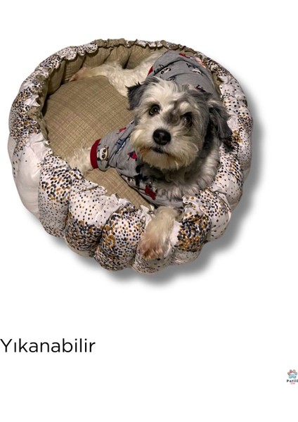 Luxury Çift Taraflı Kedi & Köpek Yatağı + Kemik Yastık | Yumuşak, Yıkanabilir, Konforlu 1 Adet
