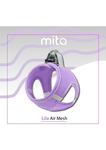 Luxury Mita Air Mesh Kedi Köpek Göğüs Tasması Çift Reflektörlü, Terletmeyen Lila / lilac Xs 1 Adet