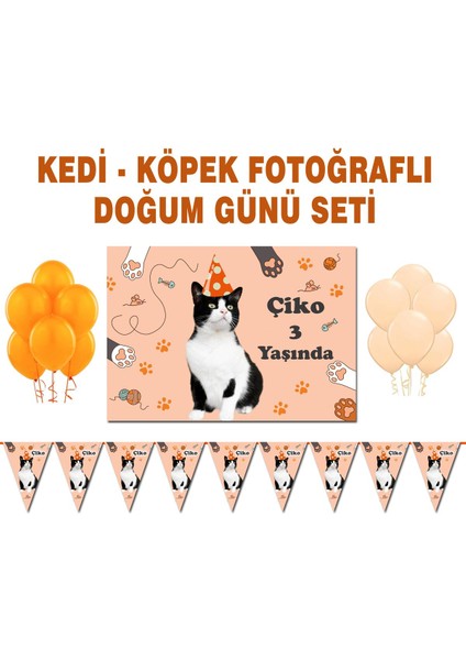 Luxury Köpek Doğum Günü Kutlama Seti, Afiş, Flama, Balon, Evcil Hayvanınızın Fotosu ile Hazırlanıyor 1 Adet indirimleri