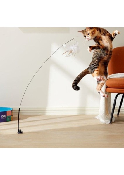 Luxury Vantuzlu Tüylü Zilli Kedi Oyun Oltası 1 Adet