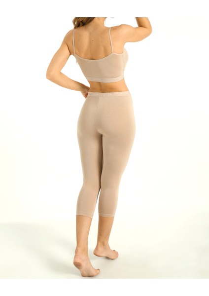 Kadın Bambu Kapri Tayt Nefes Alan Yumuşak Dokulu Slim Fit İç Giyim Ten Renk fiyatları