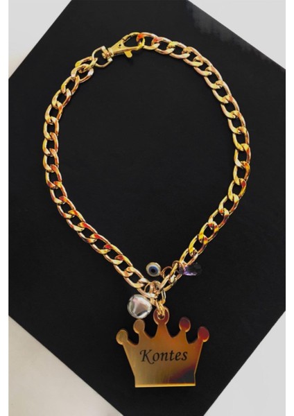 Luxury Küçük Orta Irk Kemik Model Gold Zincir ve Isimlik (Pet Ad ve Model Bilgilerini Satıcıya Iletiniz) 1 Adet