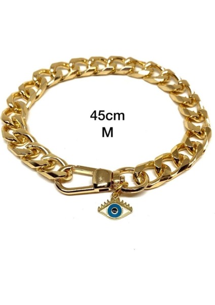 Luxury Kedi Köpek Gold Zincir Kolye M 45CM 2107ZKNAZAR 1 Adet