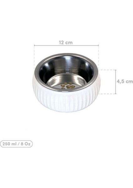 Luxury Mikopet Organik Seramik Mama Kabı Beyaz 1 Adet