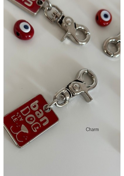 Luxury Karain Koleksiyon Metal Köpek Charmı-Kırmızı 1 Adet