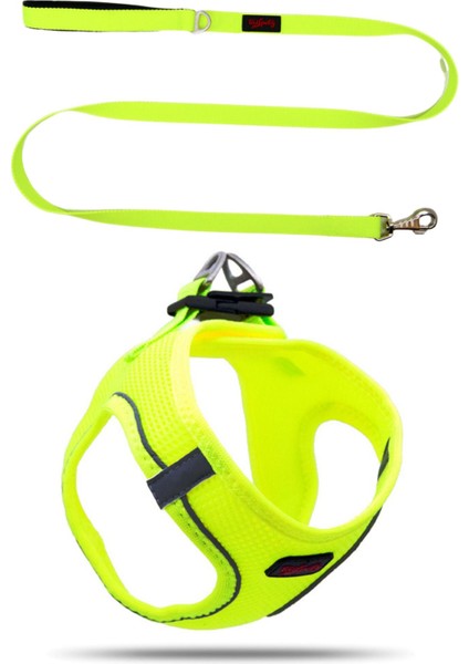 Luxury Kedi Köpek Göğüs Tasması ve Sevk Kayışı Takım Neon Lime 1 Adet