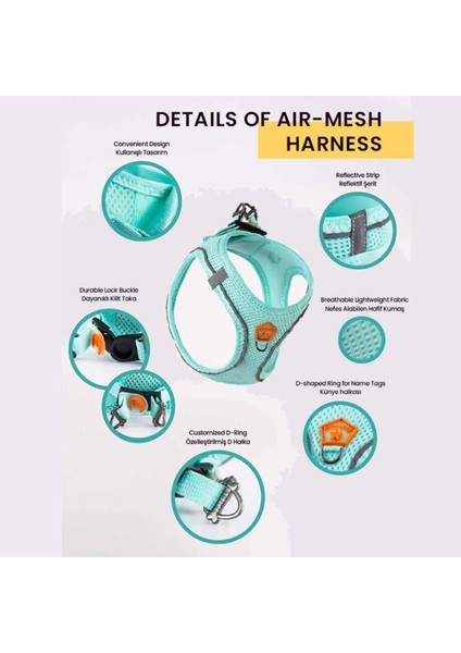 Luxury Oxford 2li Air-Mesh Köpek Göğüs Tasması Kedi Göğüs Tasması Köpek Tasması 1 Adet