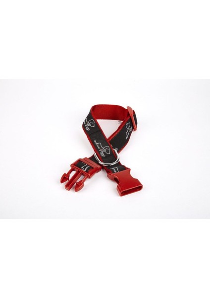 Luxury Köpek Desenli Dokuma Köpek Boyun Tasması 3 cm x 36-60 cm Kırmızı 1 Adet