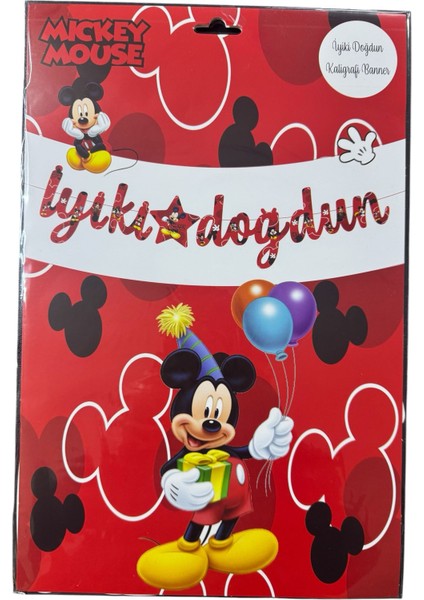 Karakterli Kaligrafi Banner Mickey Mouse
