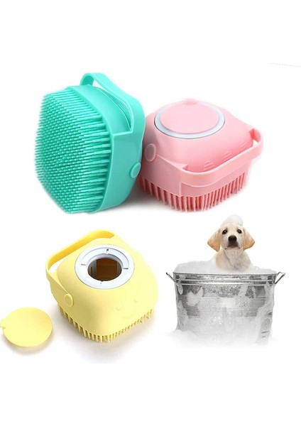 Luxury Kullanışlı Şampuan Hazneli Kedi ve Köpek Evcil Hayvan Yıkama Fırçası Silikon Detay Temizlik Fırçası 1 Adet