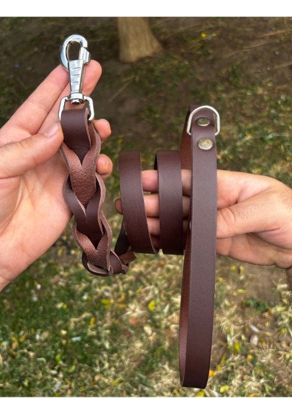 Luxury El Yapımı Hakiki Deri Köpek Gezdirme Kayışı - Dayanıklı ve Şık Tasarım, 140 cm 1 Adet