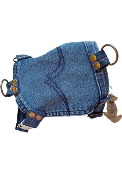 Luxury Köpek Göğüs Tasması Küçük Irk Mavi Kot Cep Göğüs ÖLÇÜSÜ:18-40CM Ayarlamalı Dog Harness Gt2-20 1 Adet