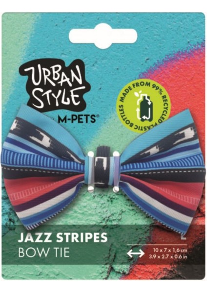 Luxury Urban Style Jazz Stripes Kedi ve Köpek Papyonu L (10 Cm) 1 Adet