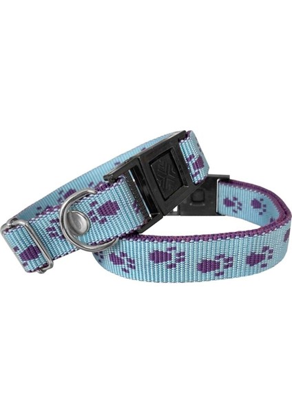 Luxury Köpek Tasması Patili Dokuma 2 cm - Min: 30 cm - Max: 50 cm Açık Mavi 1 Adet